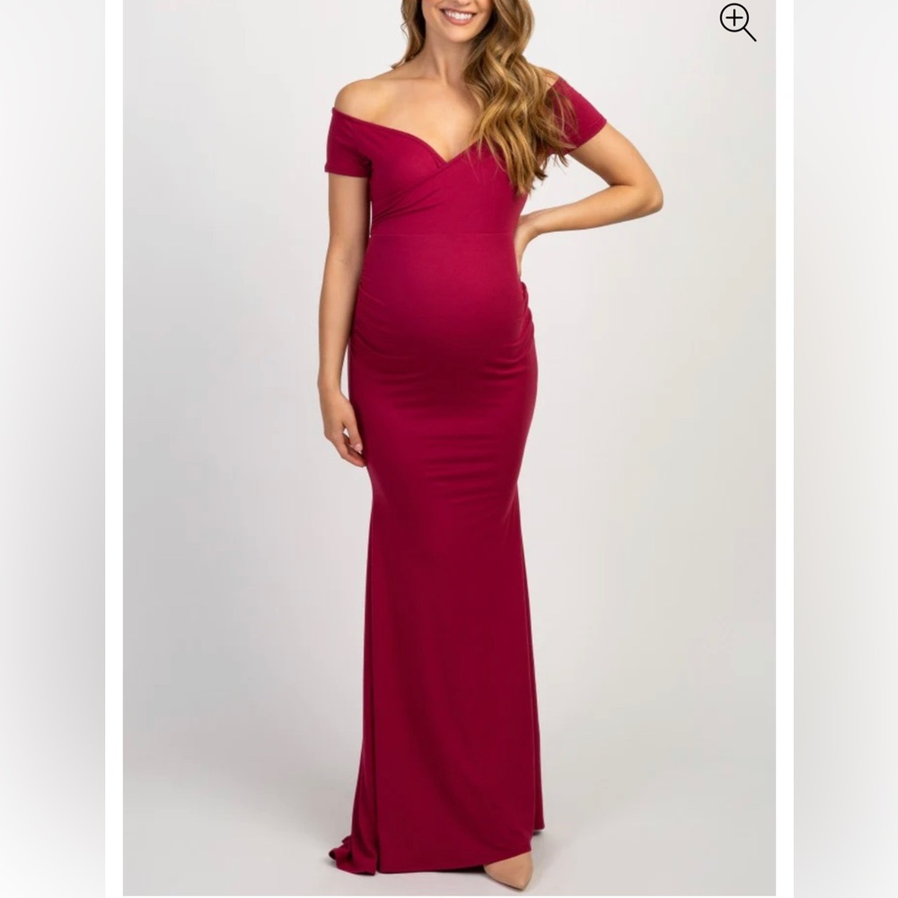 Pinkblush Long Burgundy Maternity Dress
